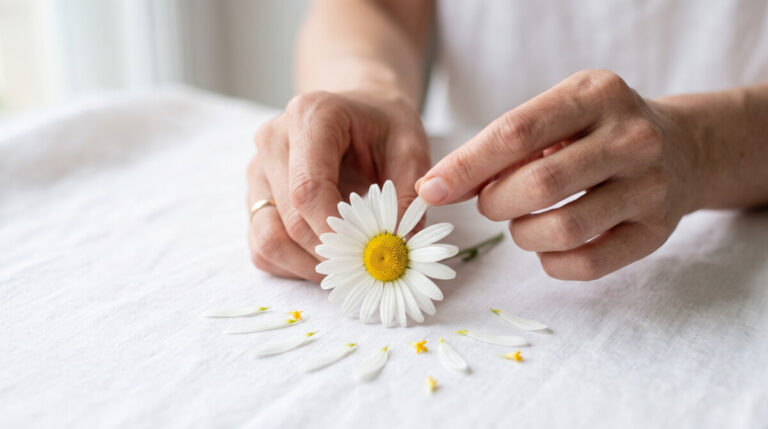 plucking daisy petals love divination